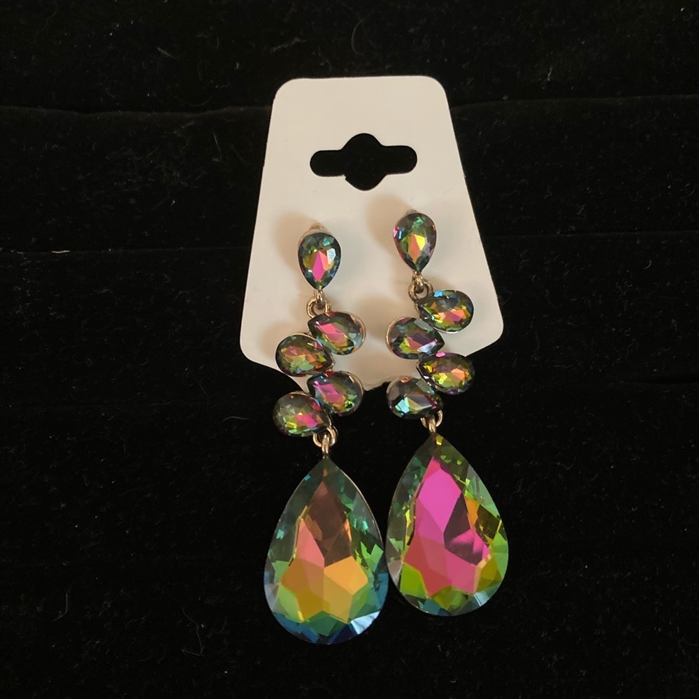 Beautiful Oil Spill/ Iridescent drop Earring